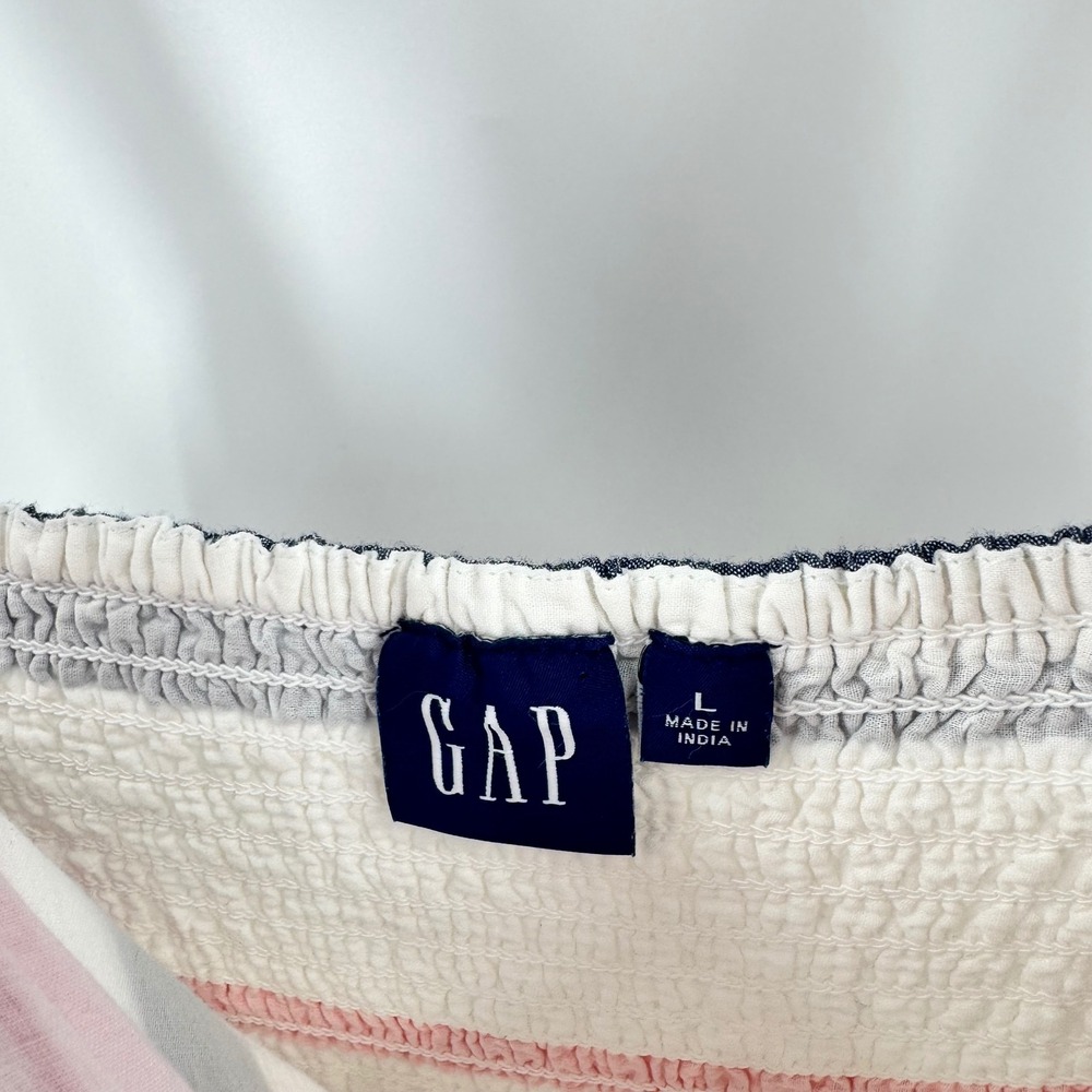 Gap Maxi Dress Multicolor Stripe Large Square Neck Sleeveless Cotton Pockets - Picture 3 of 8